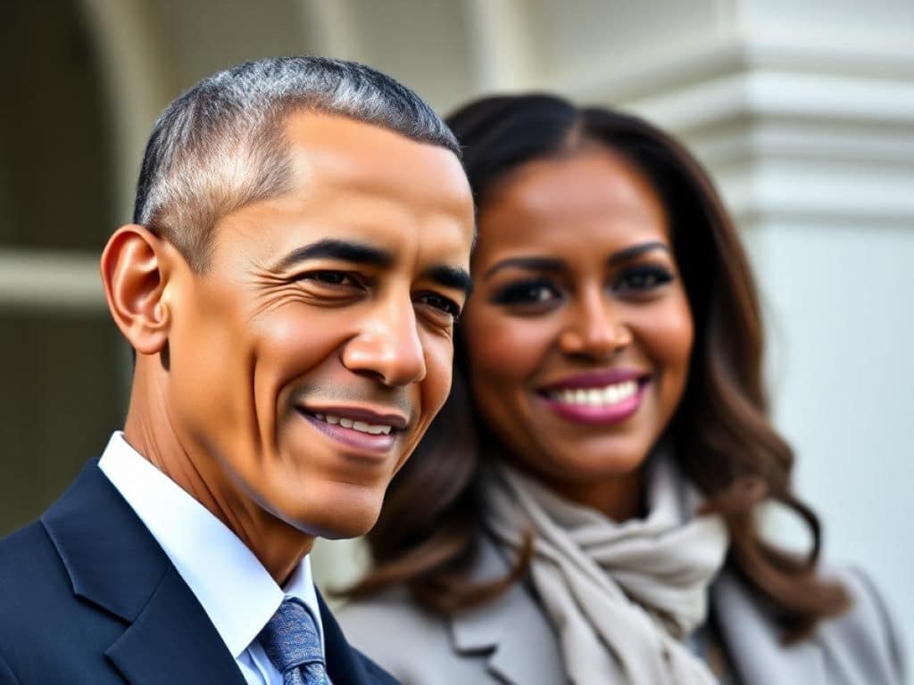 Barack, Michelle, Sasha und Malia Obama, August 2004