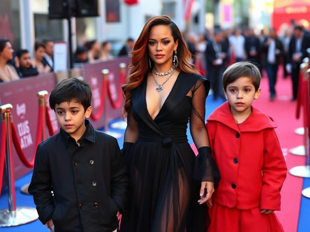 Rihanna mit ihren Söhnen Riot Rose und RZA Athelston, Juli 2025