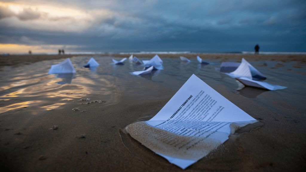 "Tod eines Mädchens"
Raschelnde Drehbuchseiten vor Meer