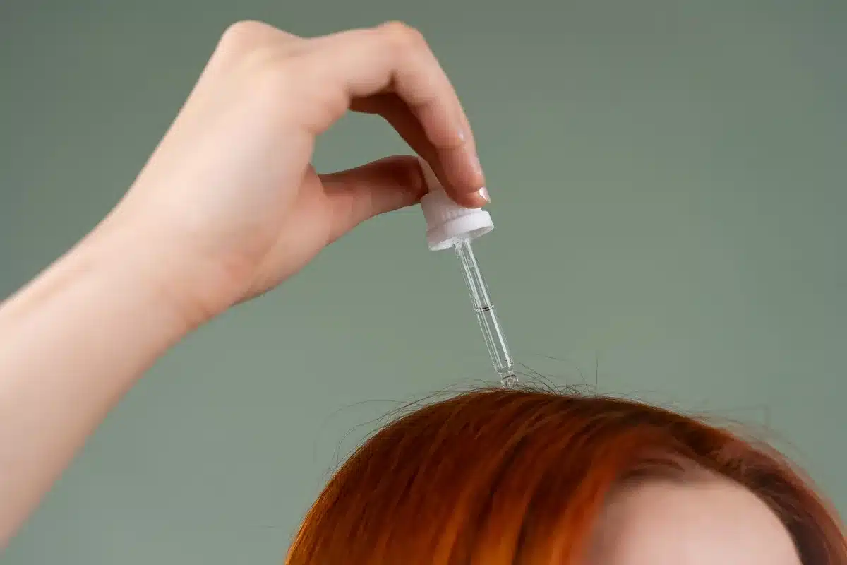 Frau mit glänzendem, gepflegtem Haar und natürlichem Teint, klassisch elegant