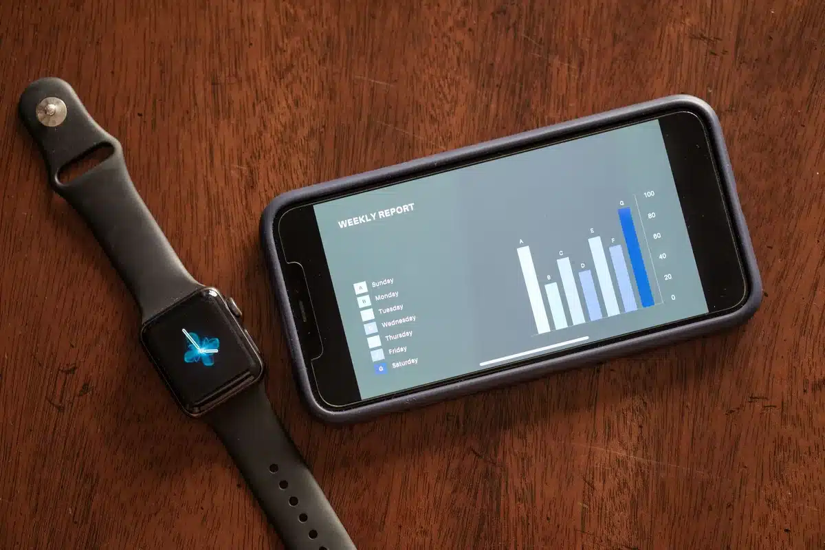 Smartwatch toont gezondheidsstatistieken en metrische gegevens