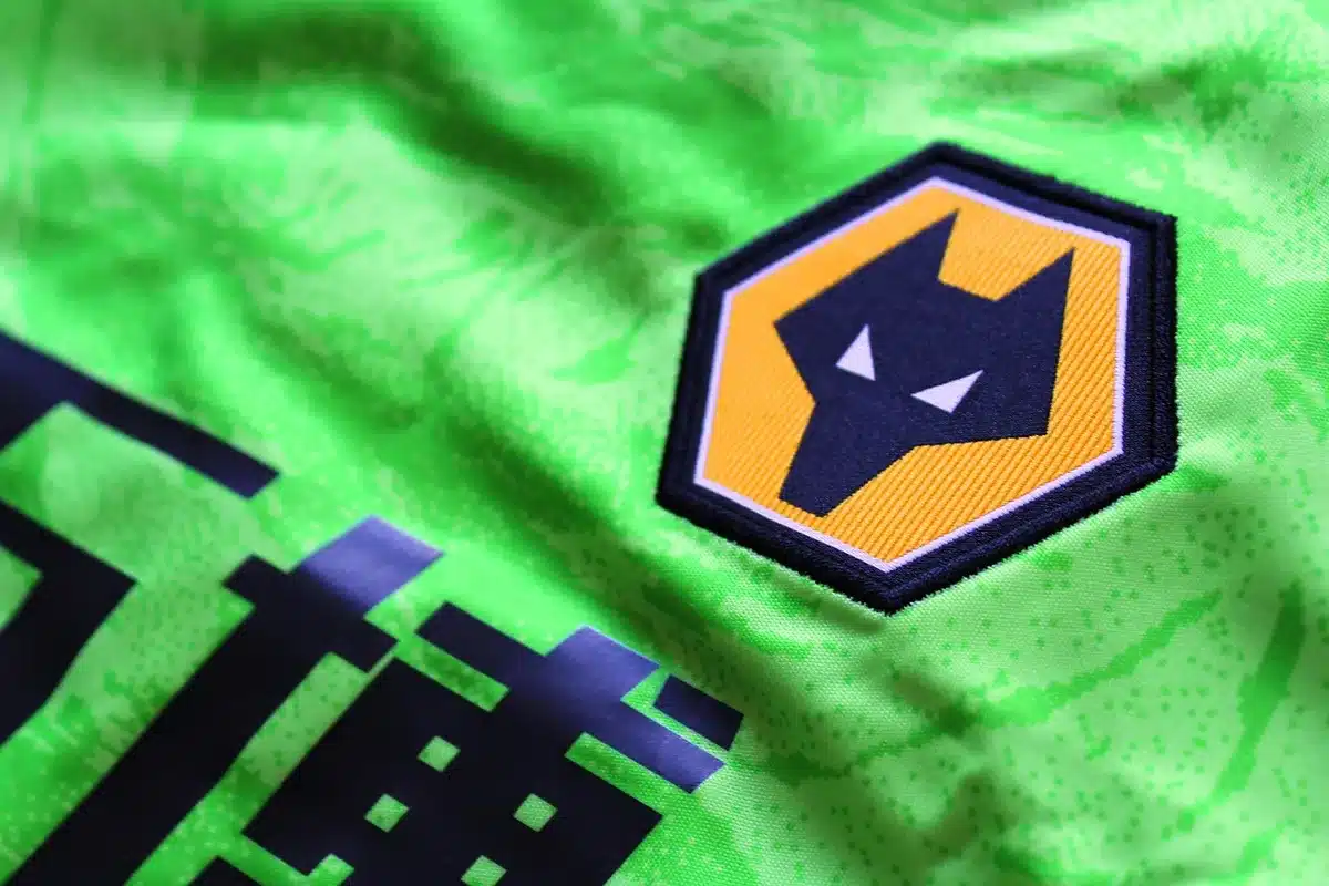 Voetbalsupporter in modern voetbalshirt in stadion met schoon ontwerp